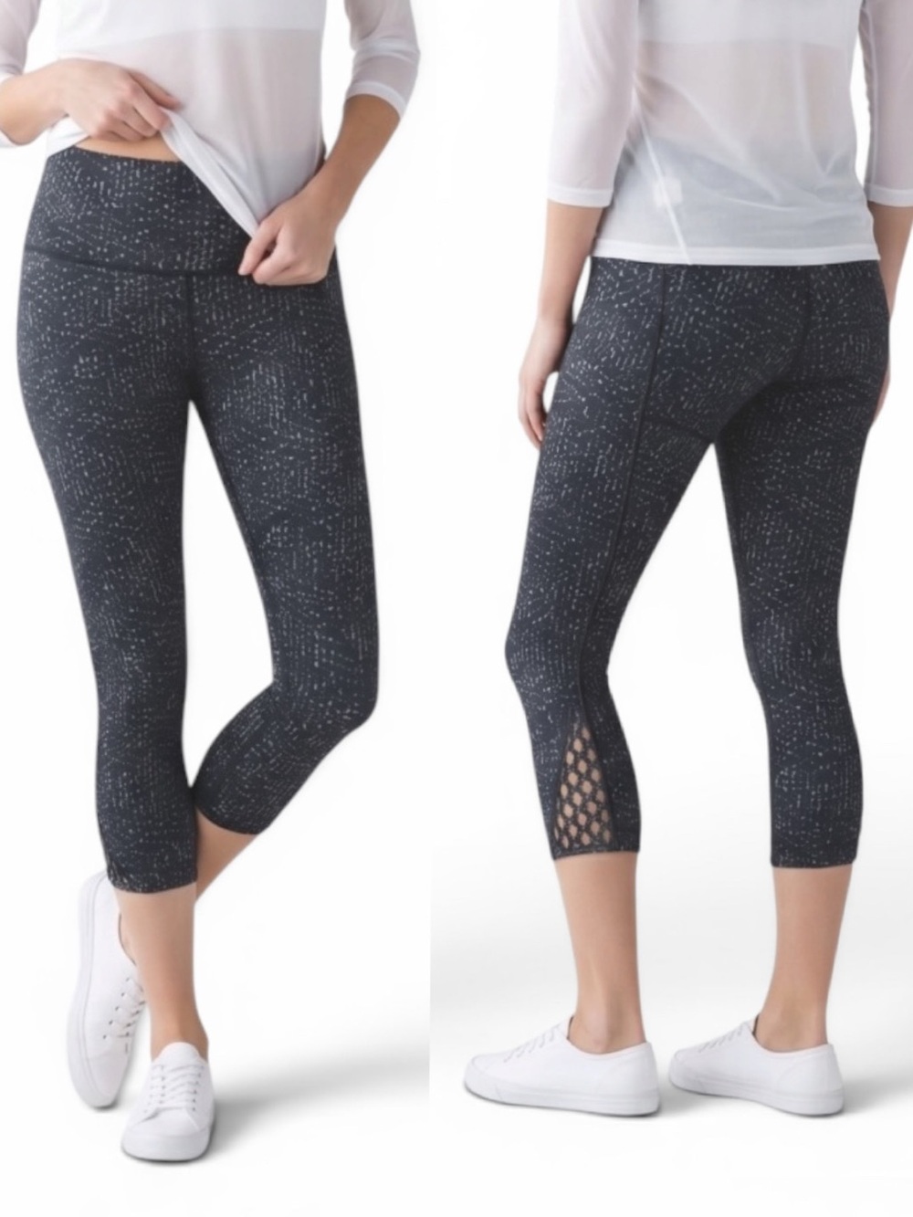 Lululemon True Self Crop Leggings Size 4 Black samba snake Print Cropped